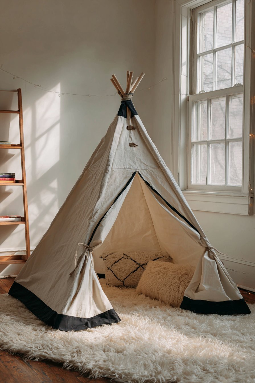 Cozy Reading Corner with Canvas Teepee