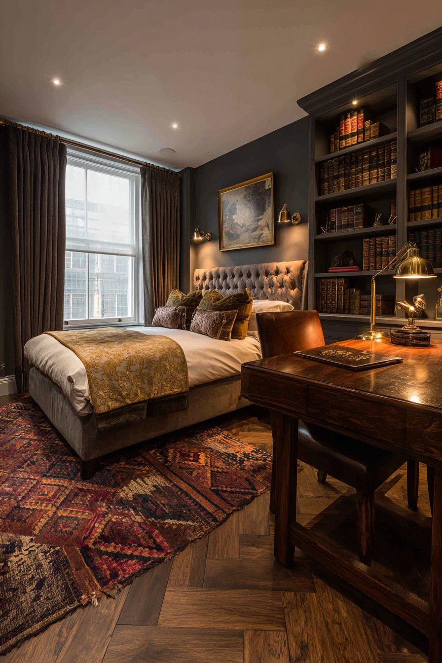 Classic Mahogany Library Retreat