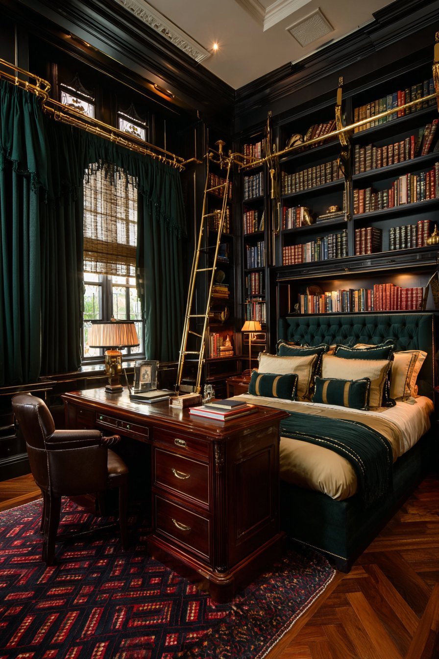 Classic Mahogany Library Retreat