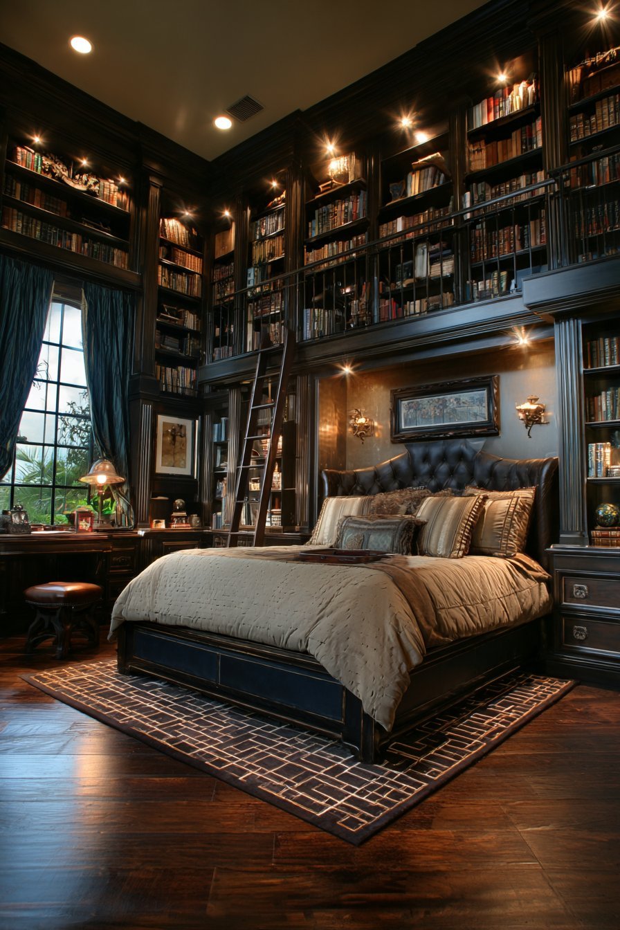 Classic Mahogany Library Retreat