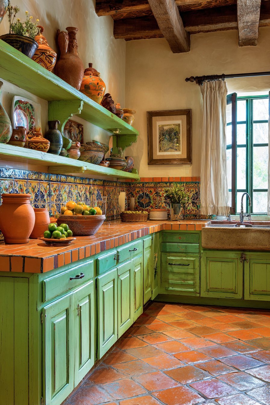 Sage Green and Terracotta Kitchen