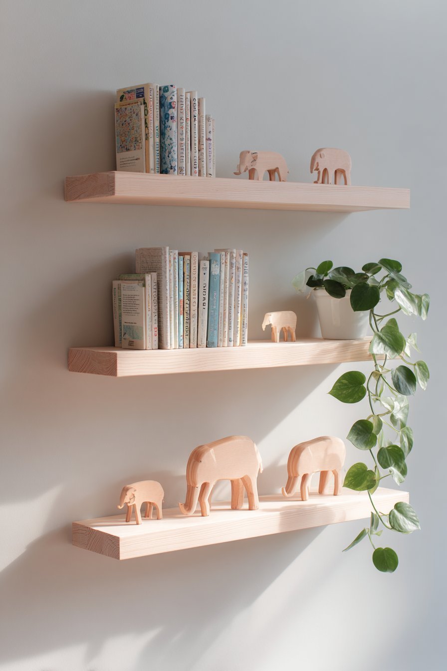 Minimalist Light Birch Floating Shelves