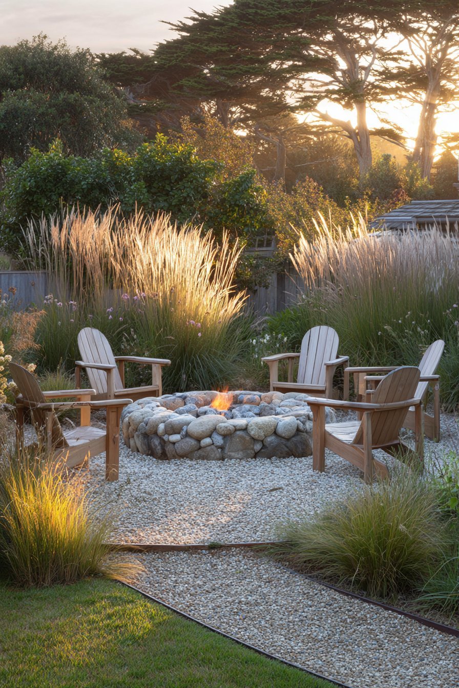 Circular Stone Fire Pit for Evening Gatherings