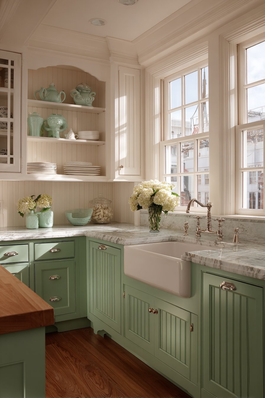 Charming Two-Tone Cottage Kitchen