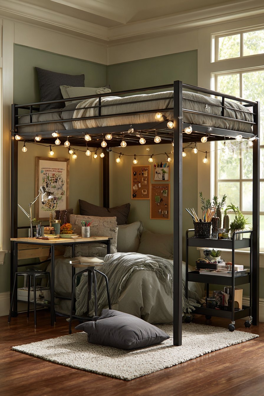 Lofted Bed with Lounge Area