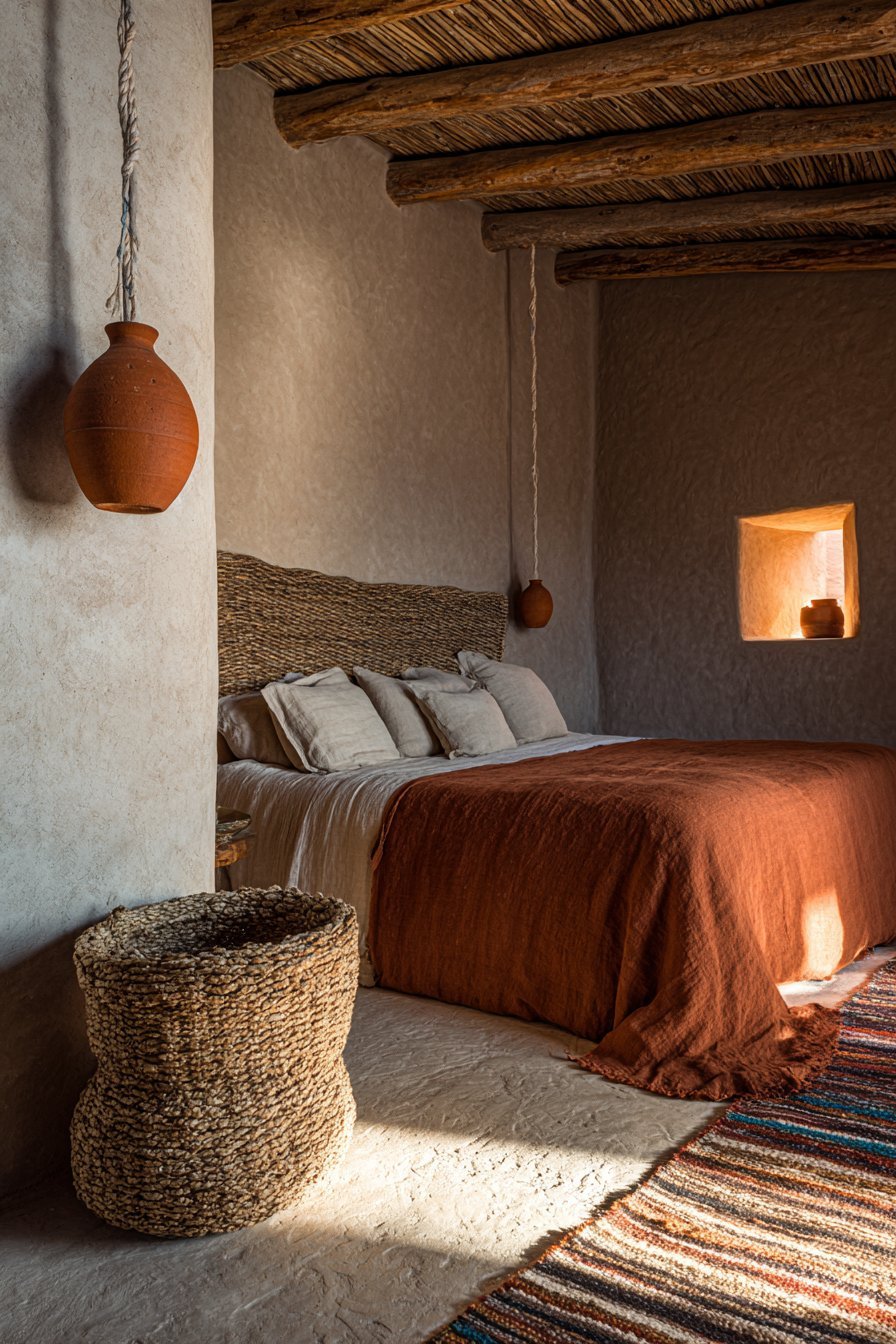 Woven Rattan Statement Headboard Design