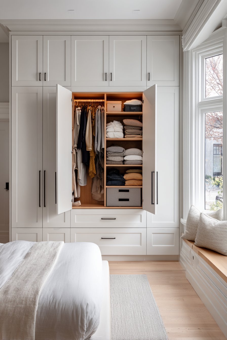 Modular Organization with Custom White Storage