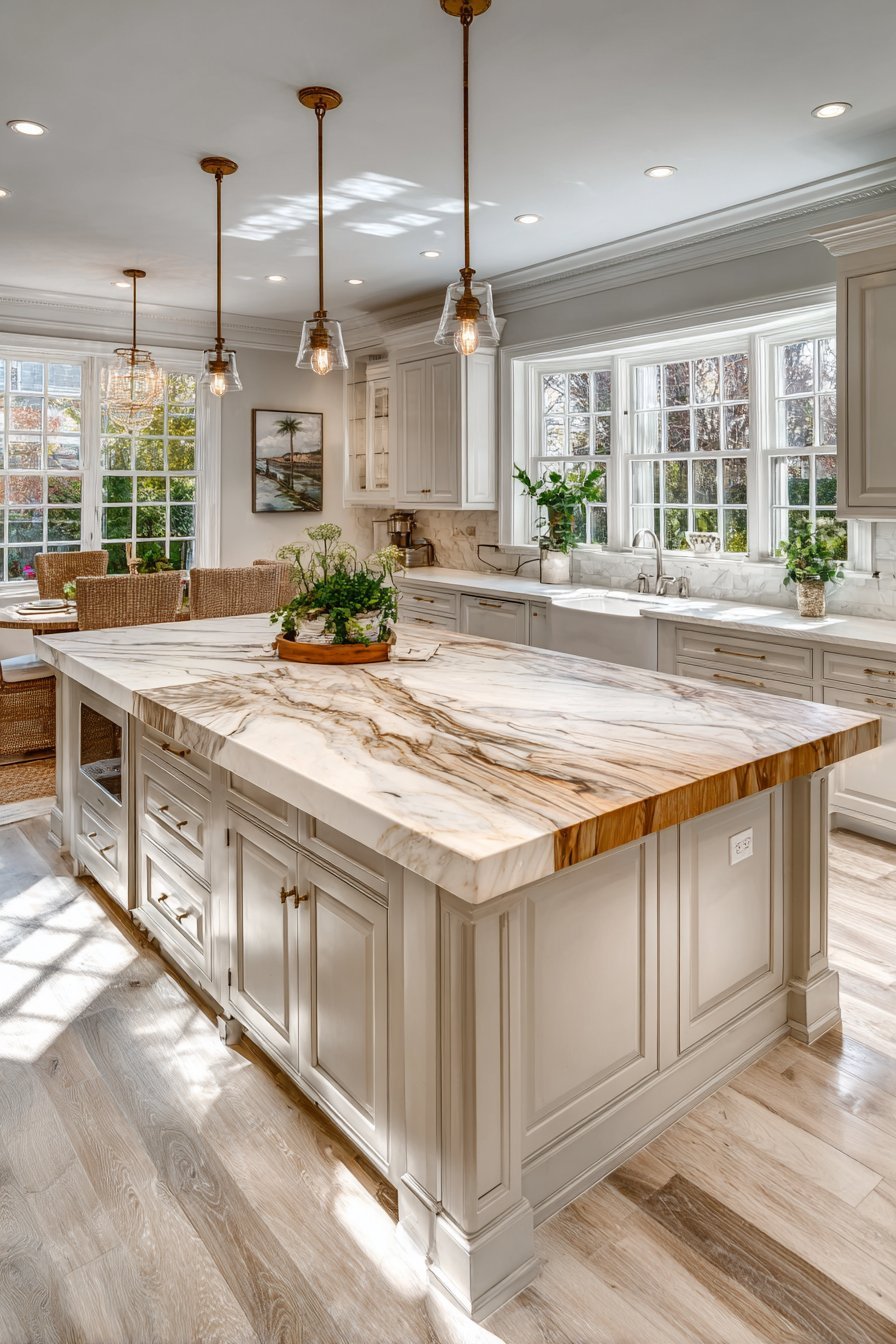 Spacious Layout with Butcher Block Island