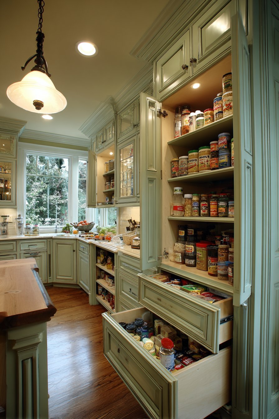 Organized Sage Green Pantry
