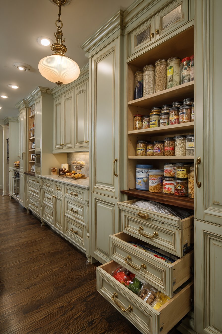 Organized Sage Green Pantry