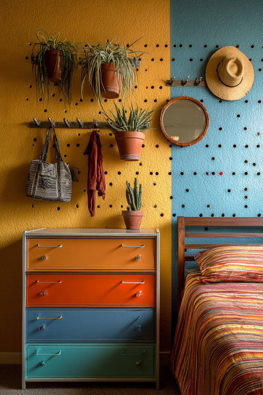 Colorful Pegboard Organization Wall
