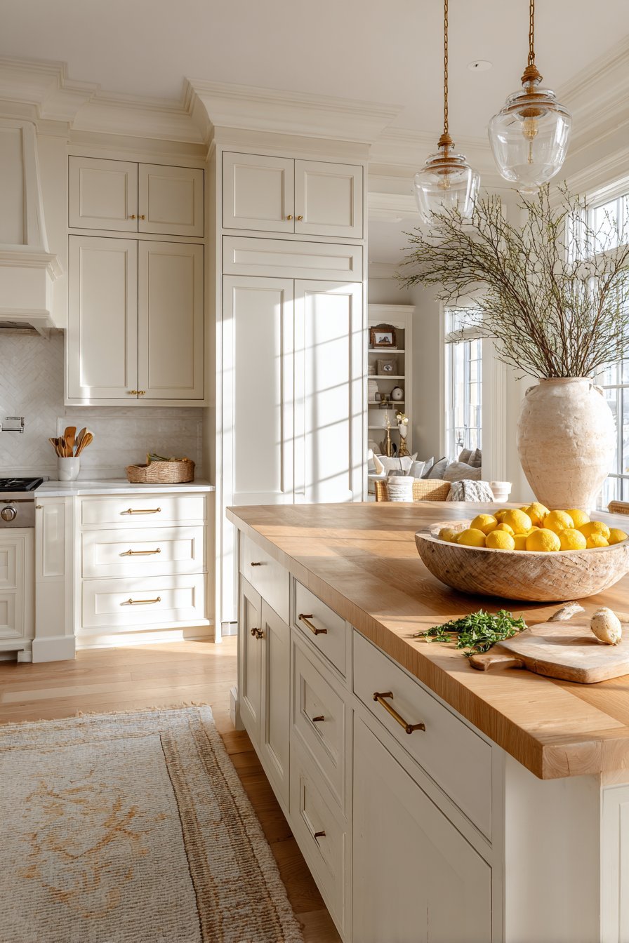 Warm Transitional Butcher Block Island