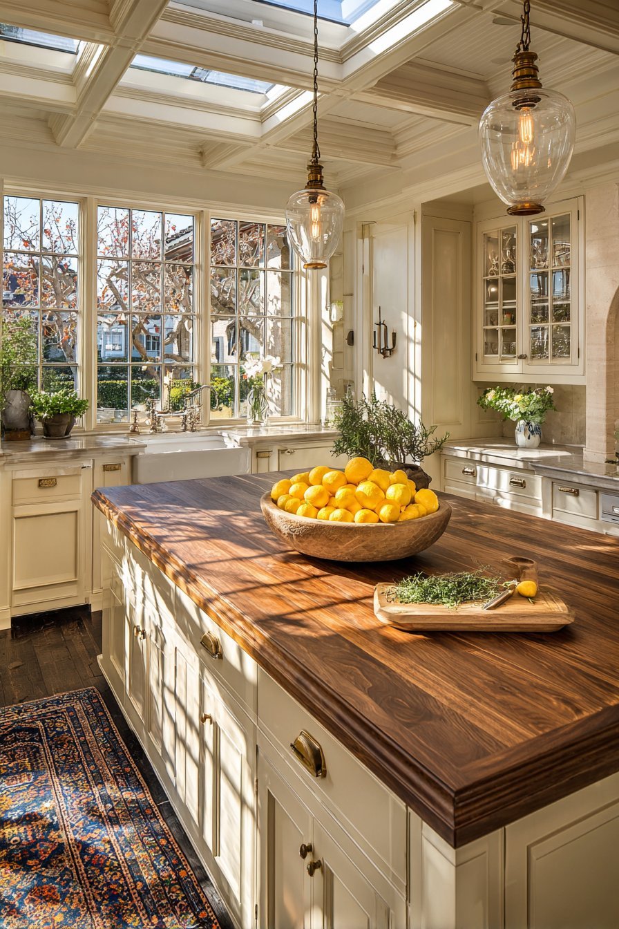 Warm Transitional Butcher Block Island