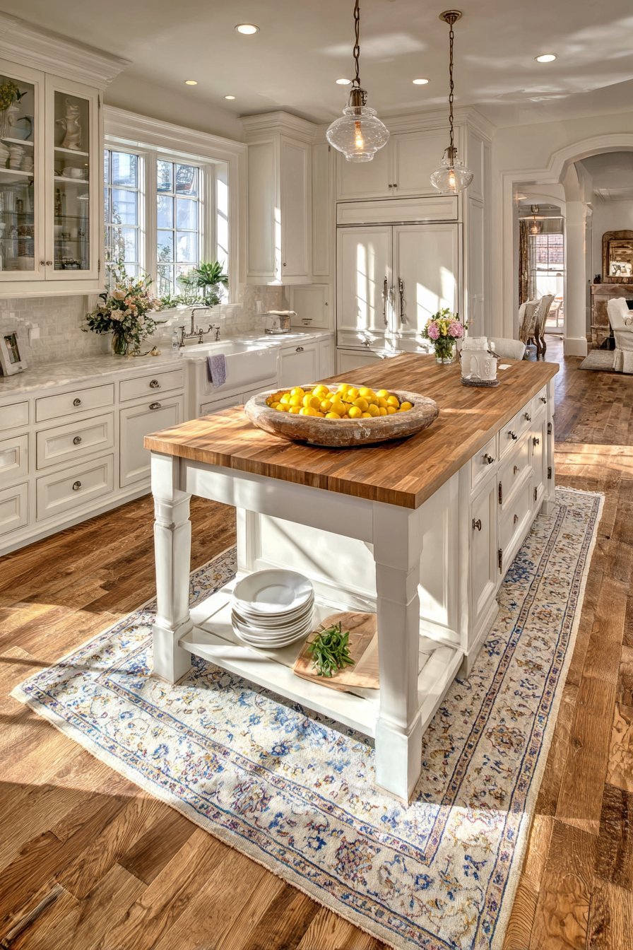 Warm Transitional Butcher Block Island