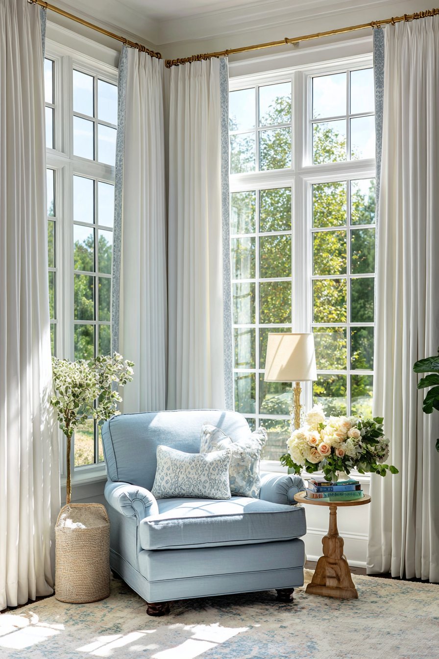 Cozy Light Blue Reading Nook