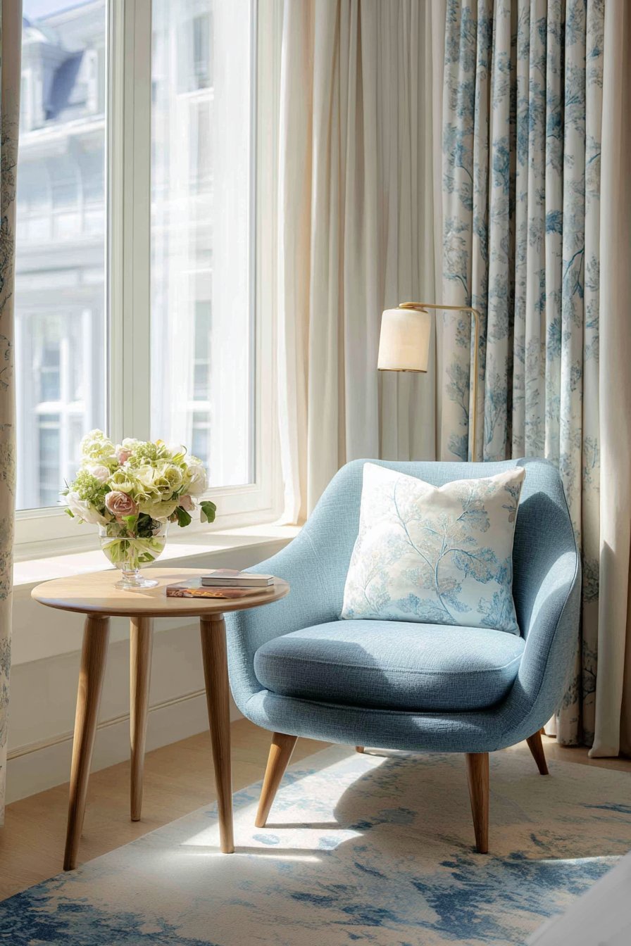 Cozy Light Blue Reading Nook