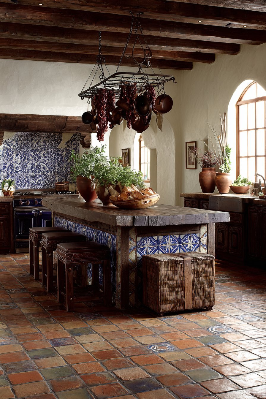 Reclaimed Wood Island with Blue Accents