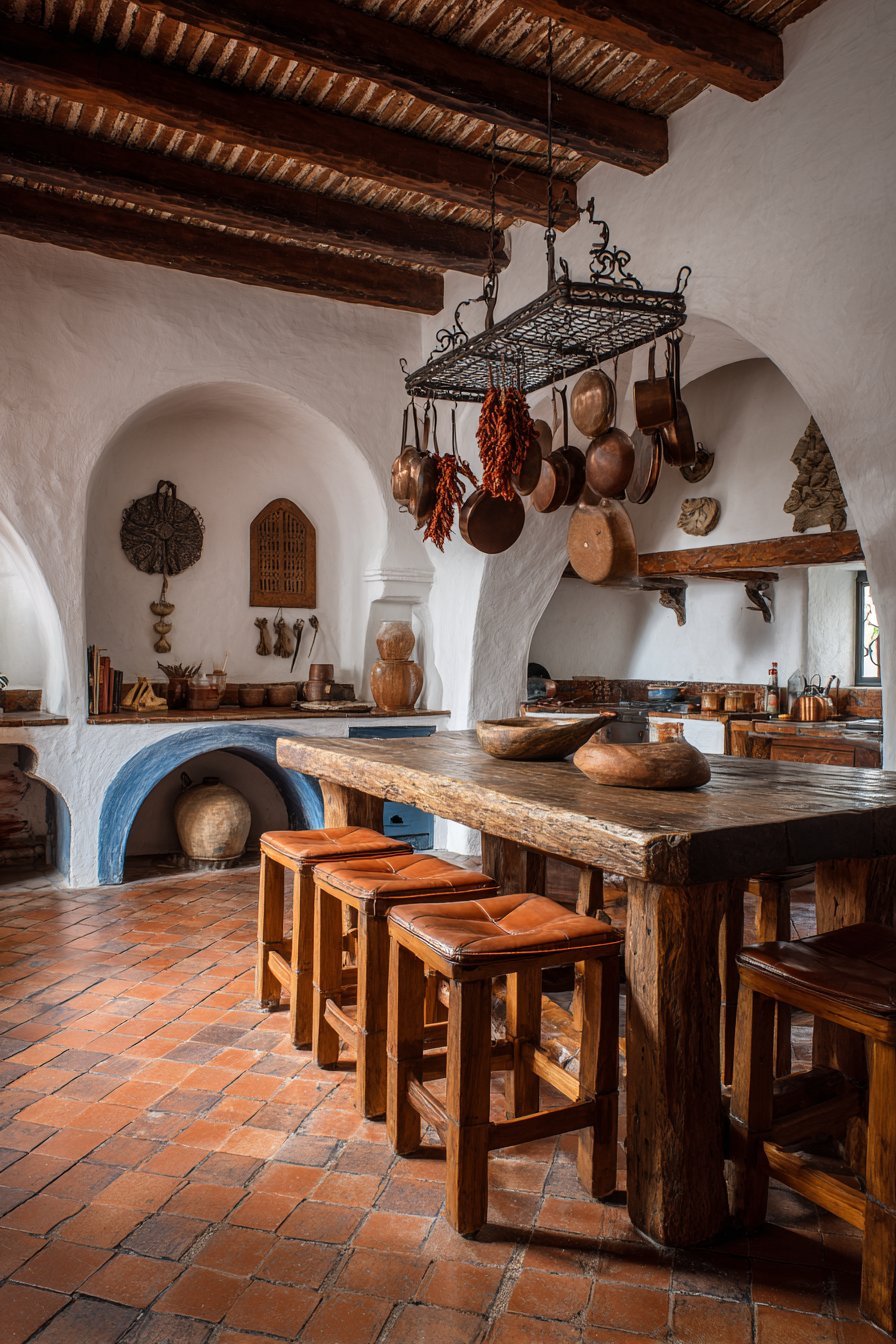 Reclaimed Wood Island with Blue Accents