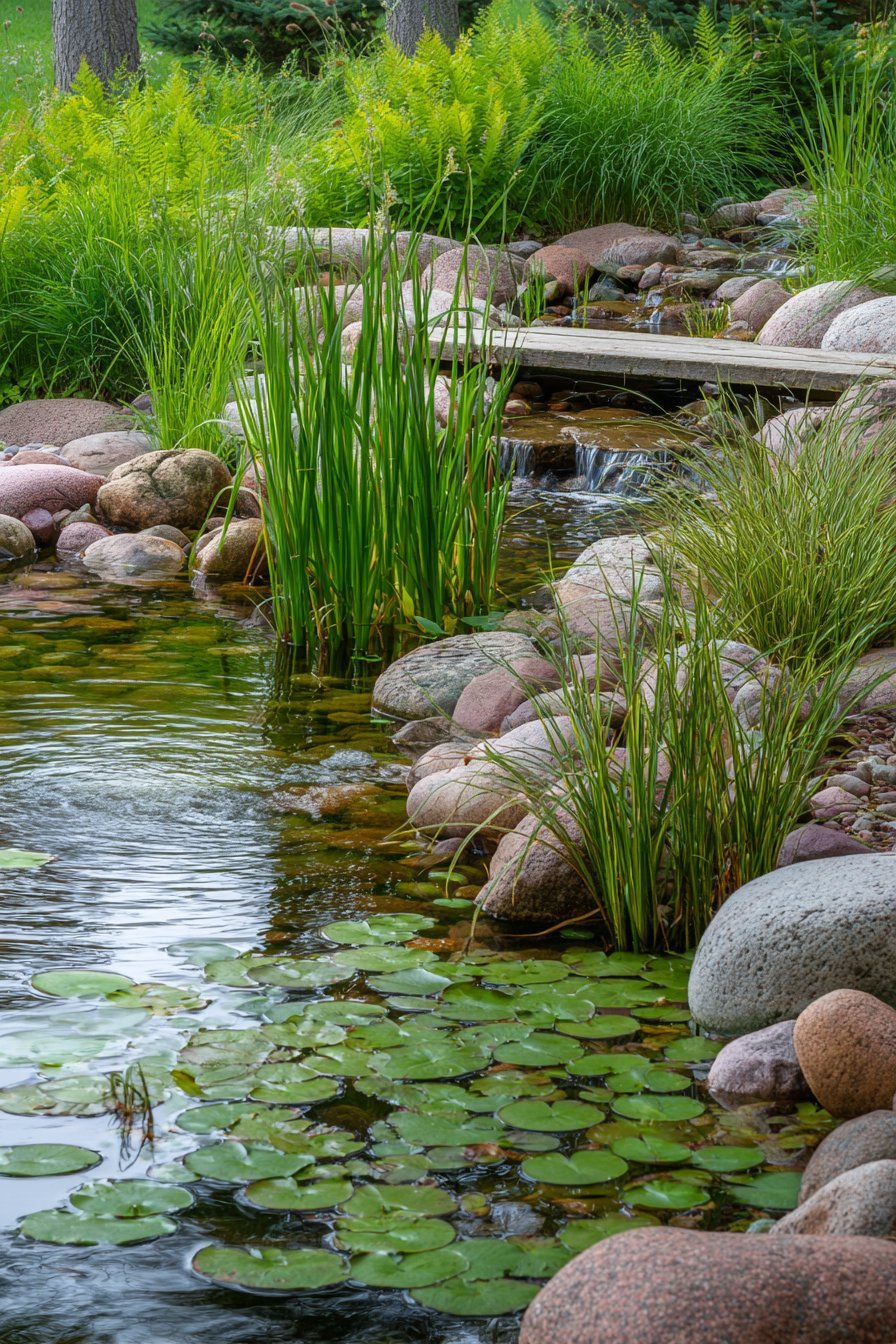Naturalistic Pond with Stone Edging