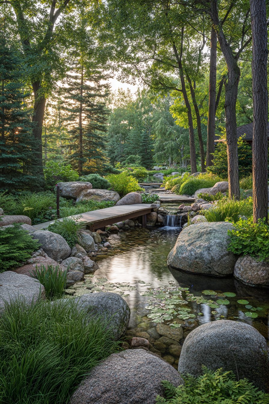 Naturalistic Pond with Stone Edging