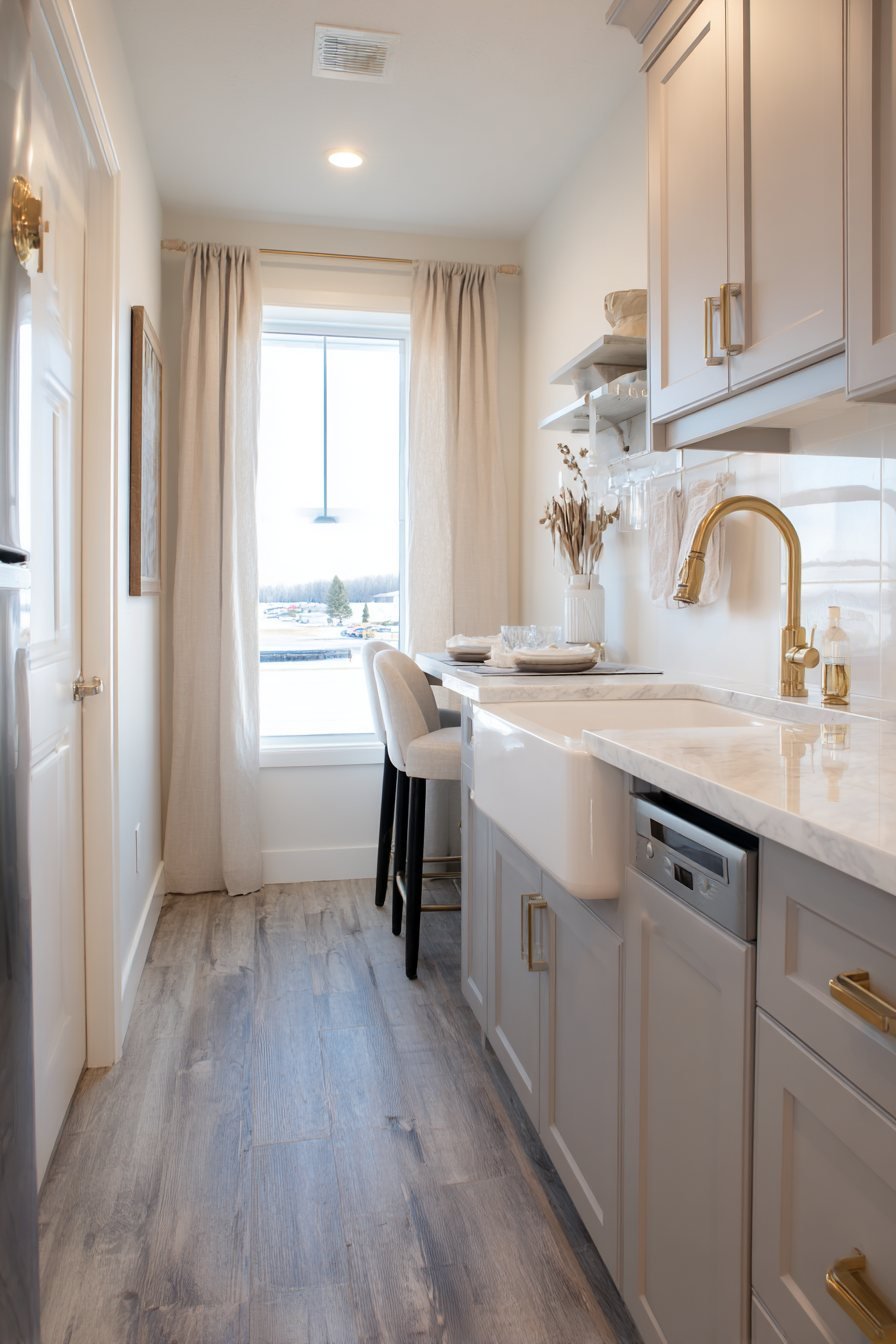 Corner Sink Configuration with Breakfast Bar