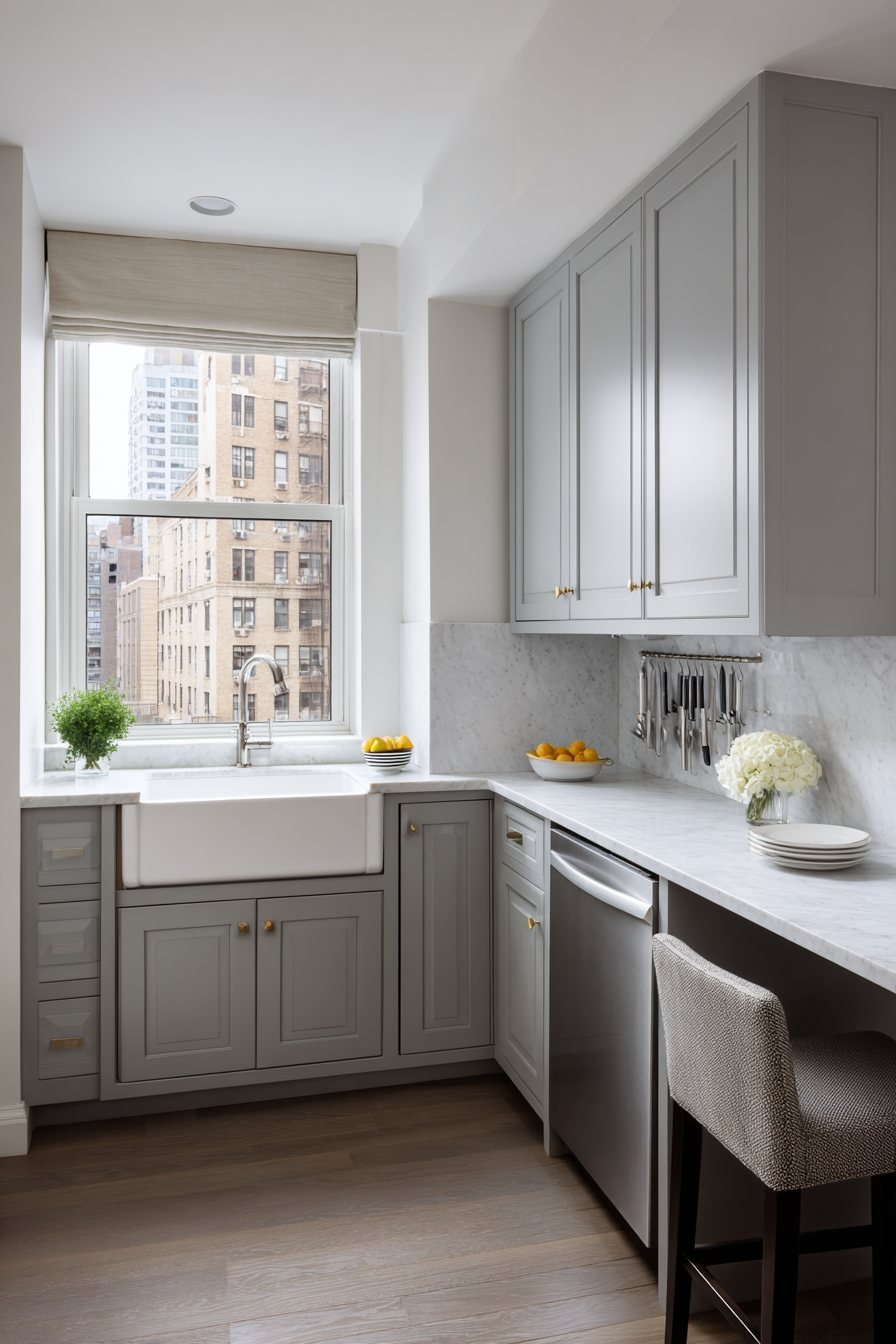 Corner Sink Configuration with Breakfast Bar