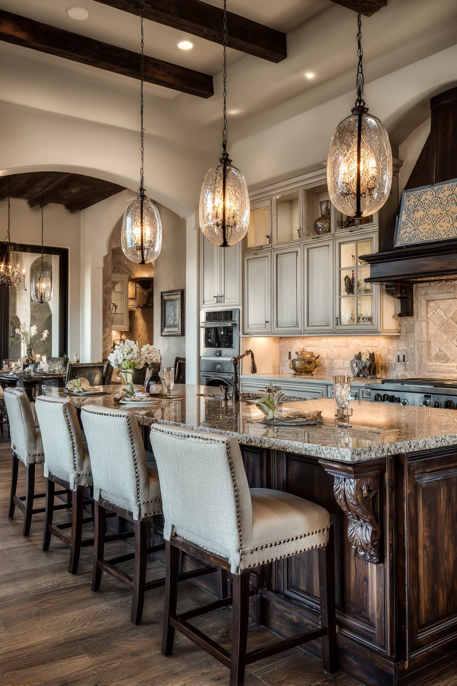 Traditional Kitchen Peninsula with Architectural Details
