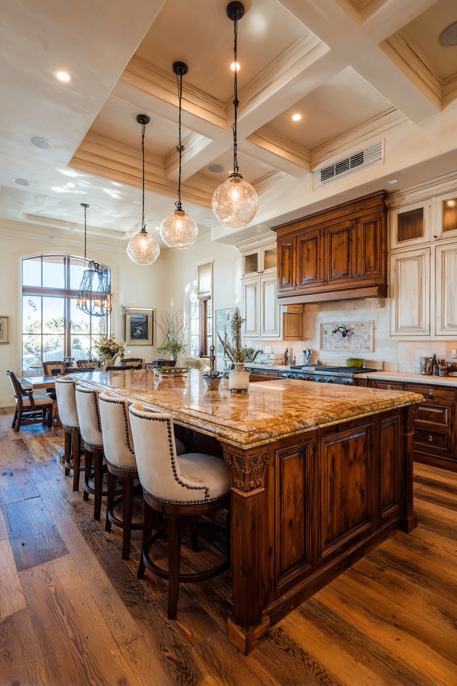 Traditional Kitchen Peninsula with Architectural Details