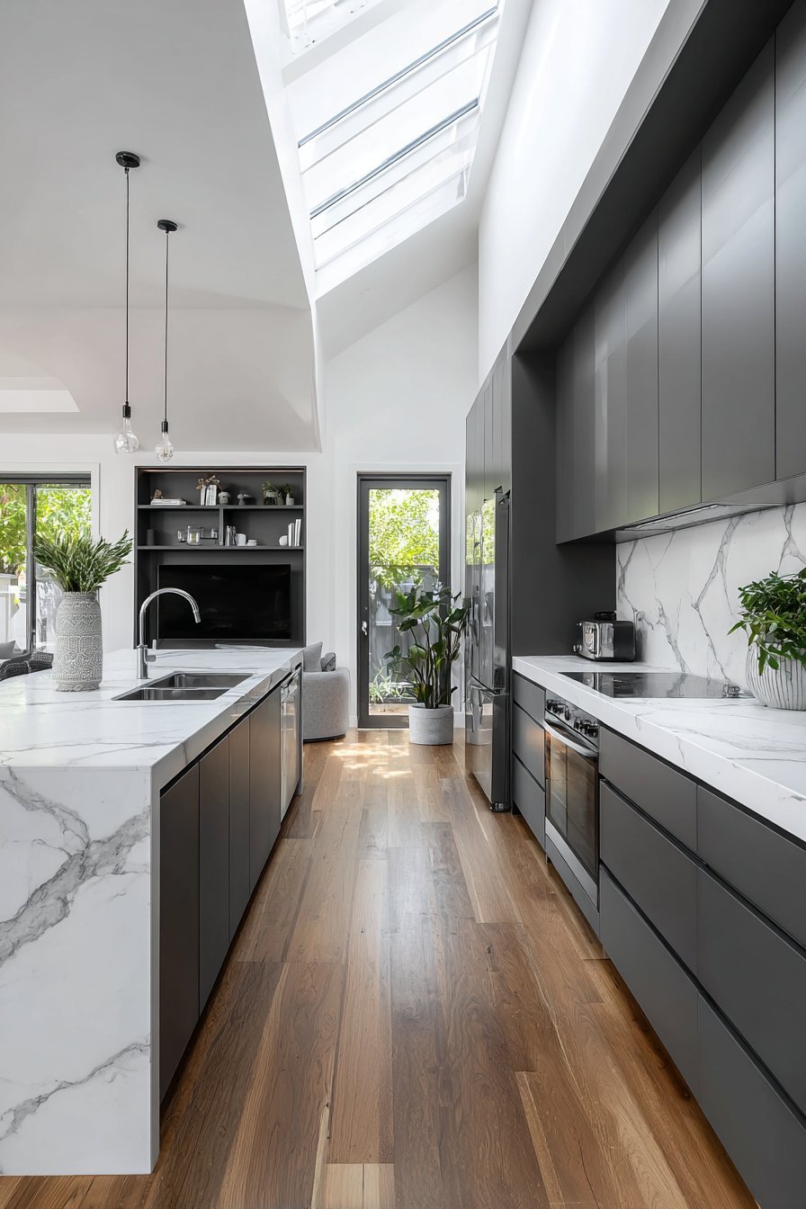 Open-Plan Living with Charcoal Continuity