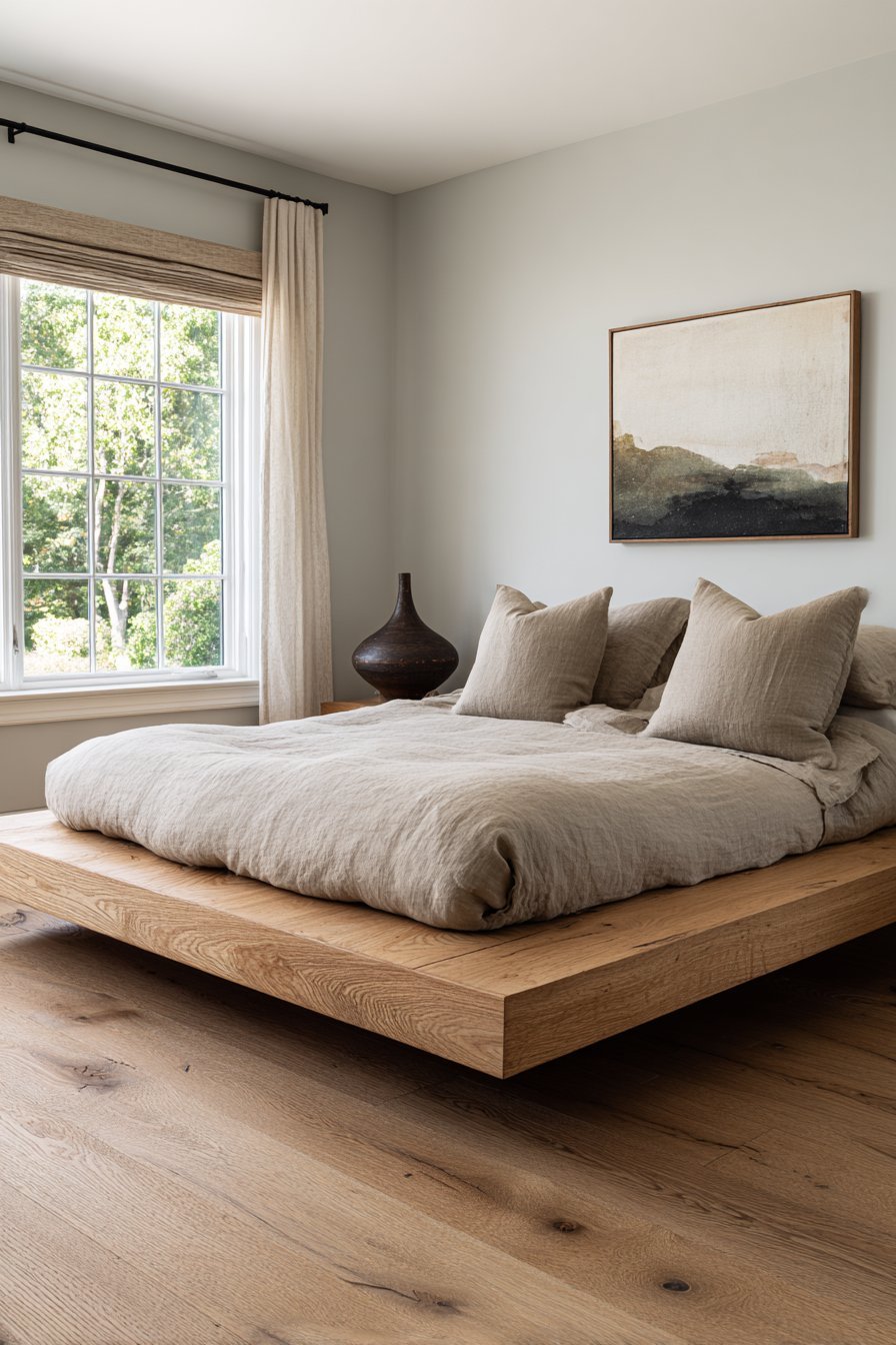 Floating Bed with Ambient Under-Lighting