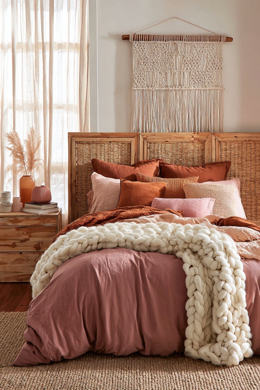 Layered Textiles with Macramé Focal Point