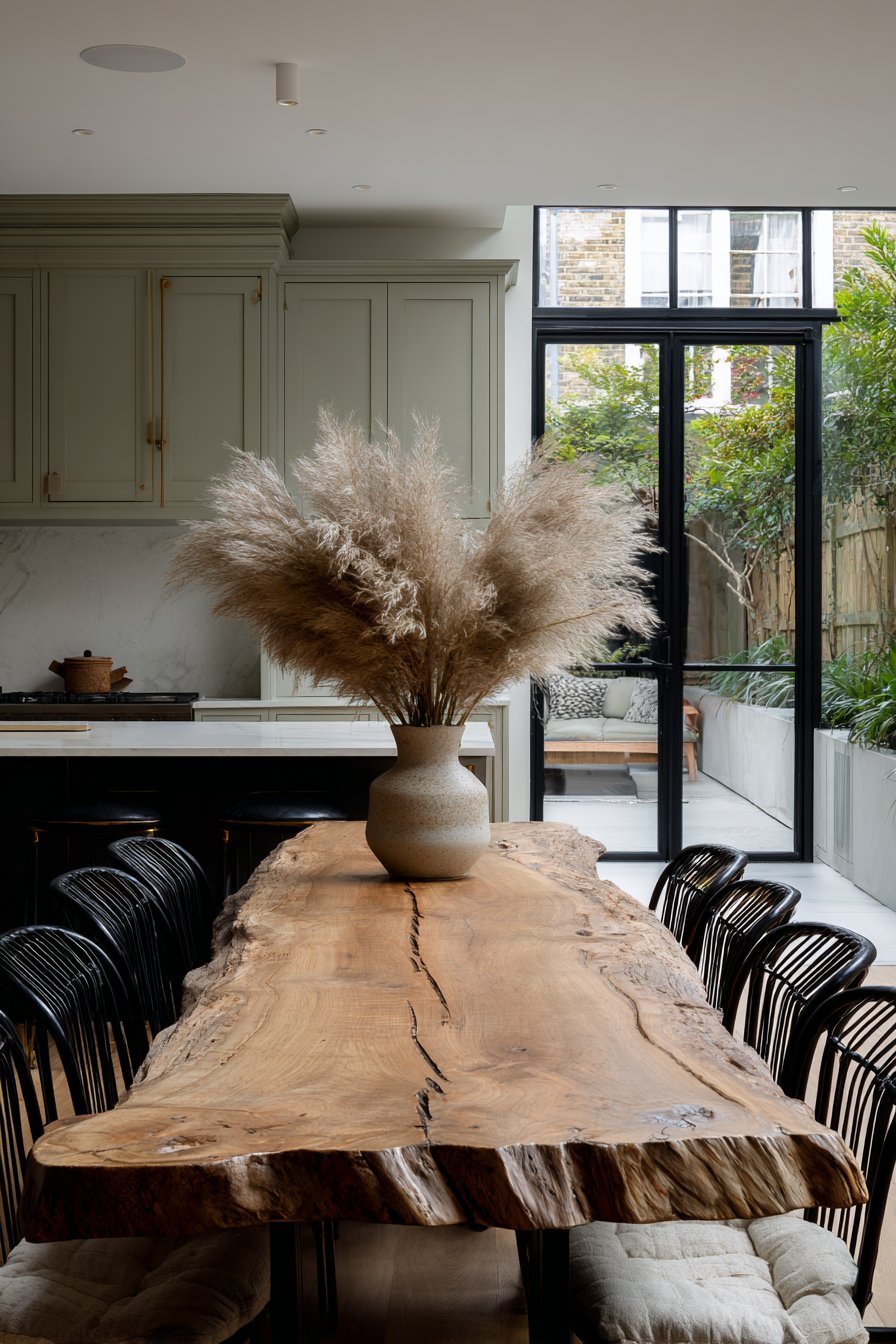 Live-Edge Dining Integration with Garden Views