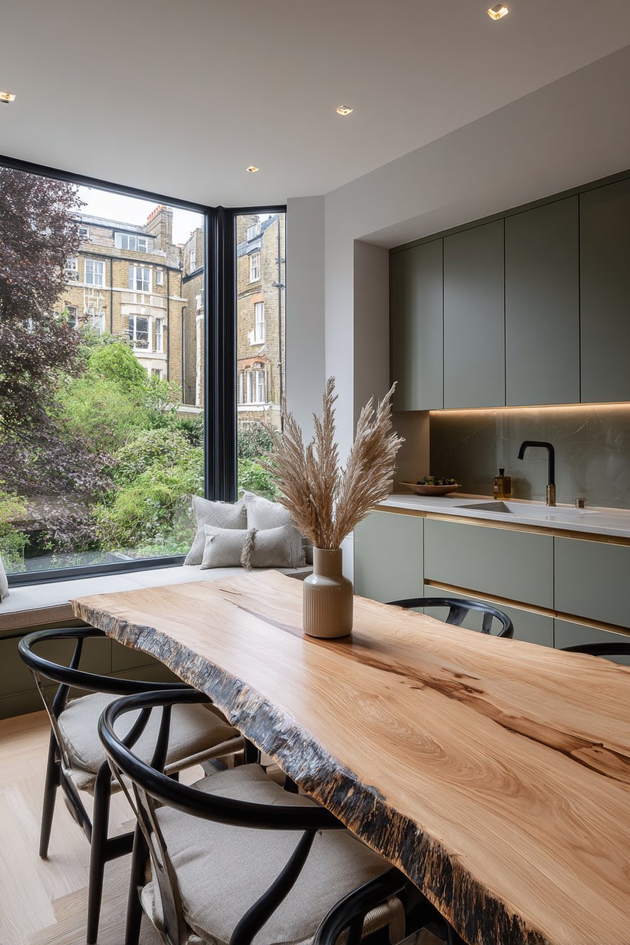 Live-Edge Dining Integration with Garden Views