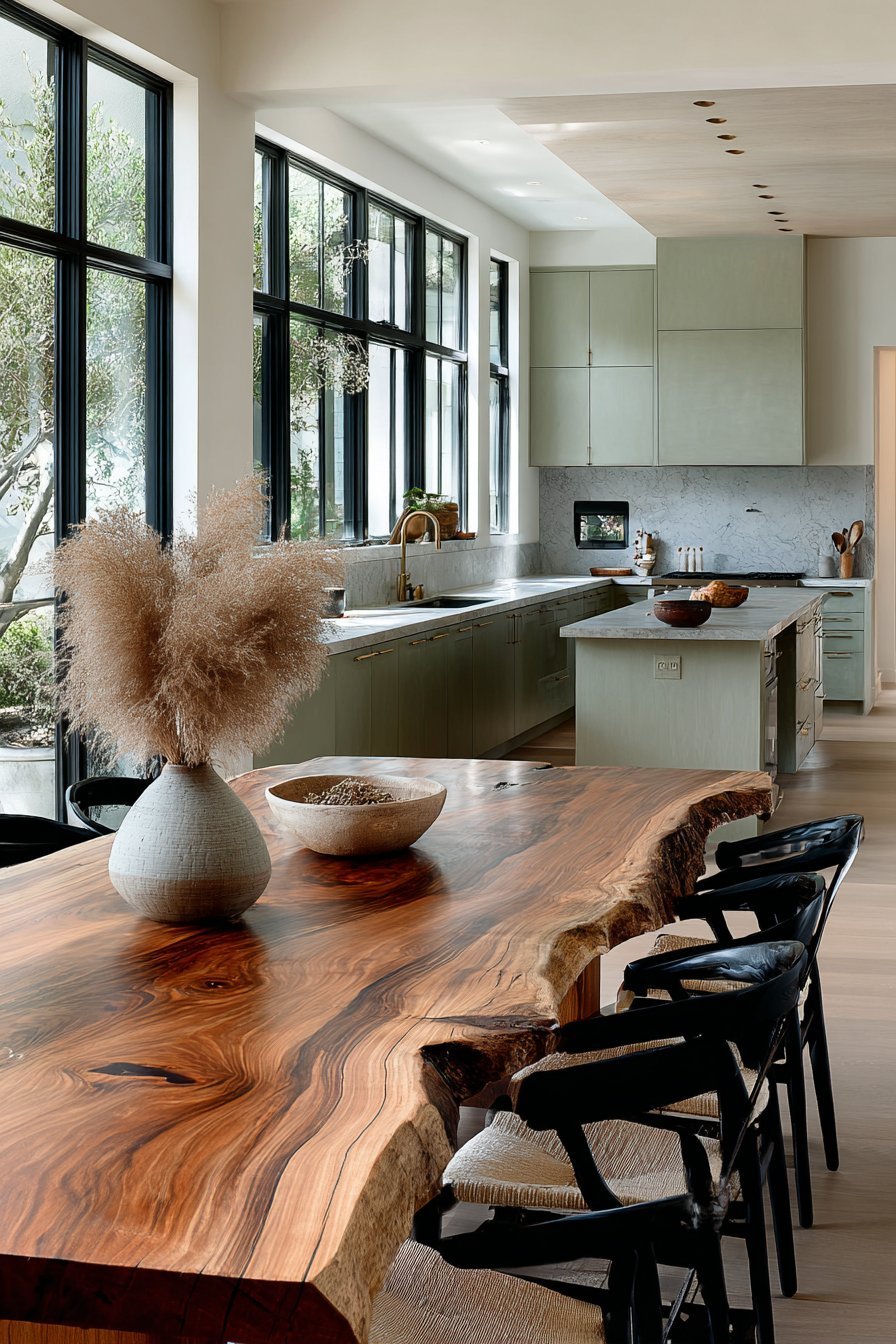 Live-Edge Dining Integration with Garden Views