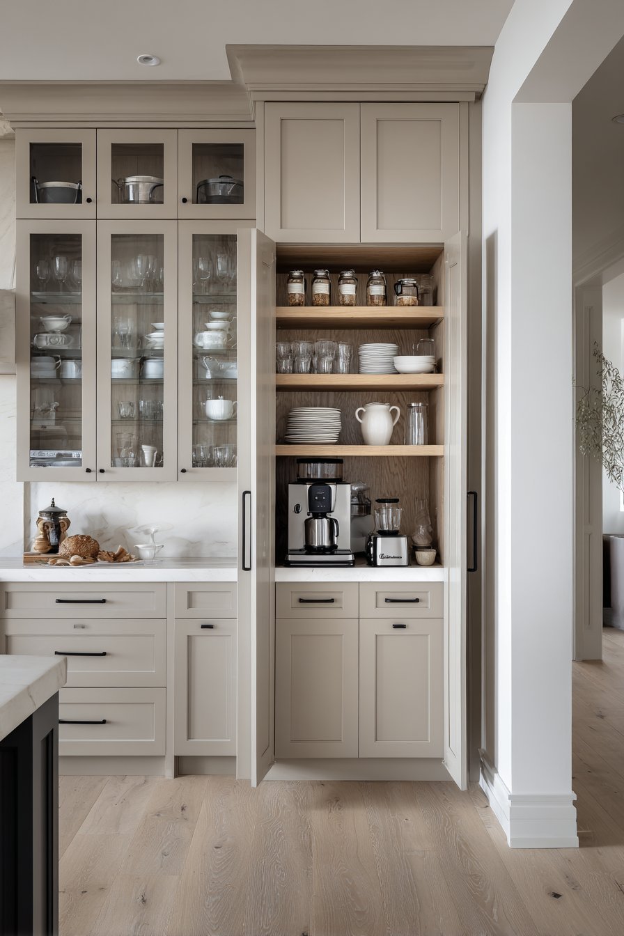 Floor-to-Ceiling Grey Pantry Wall