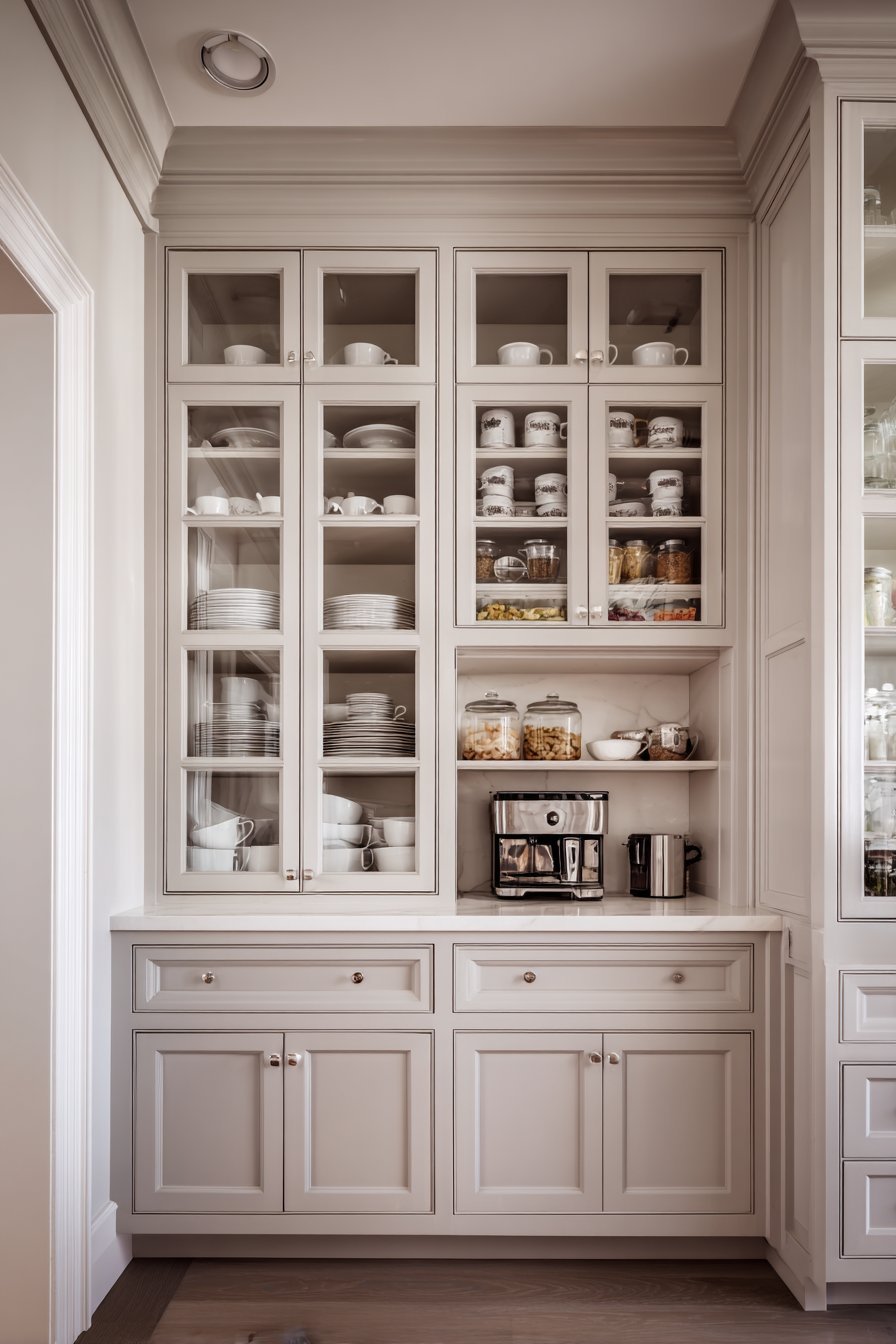 Floor-to-Ceiling Grey Pantry Wall