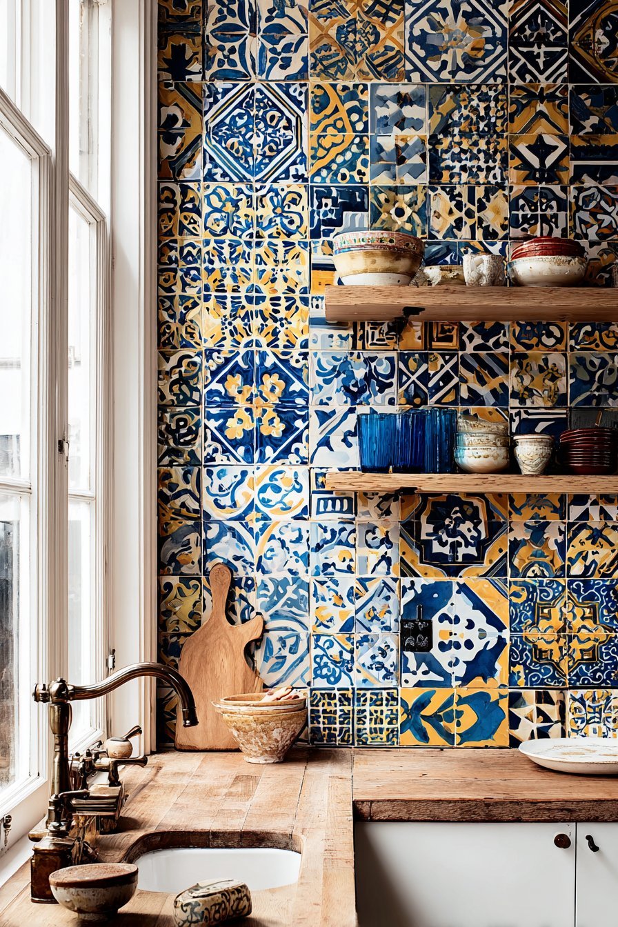 Compact Kitchen with Accent Tile Wall