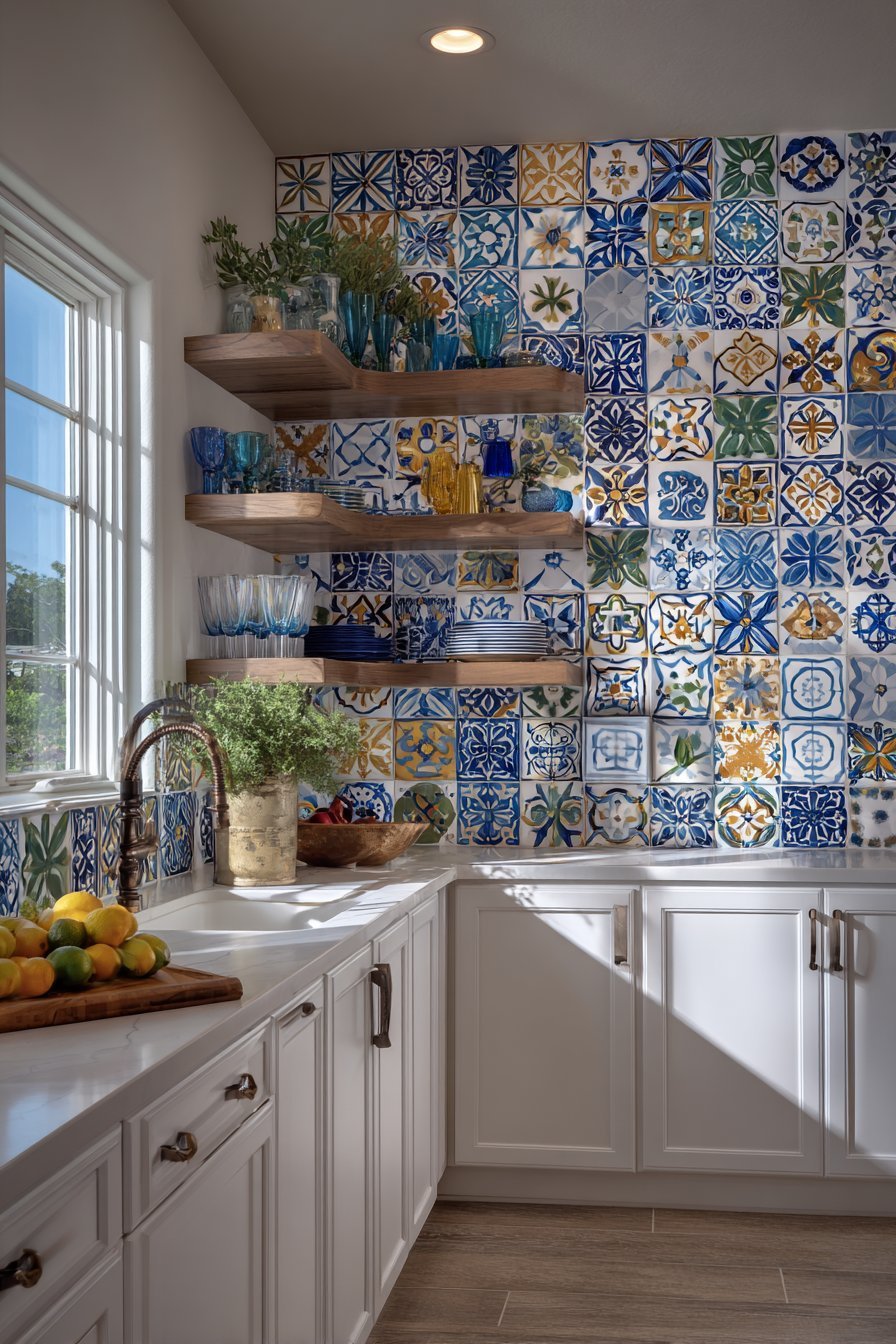 Compact Kitchen with Accent Tile Wall