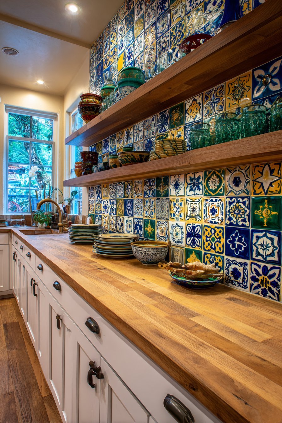 Compact Kitchen with Accent Tile Wall