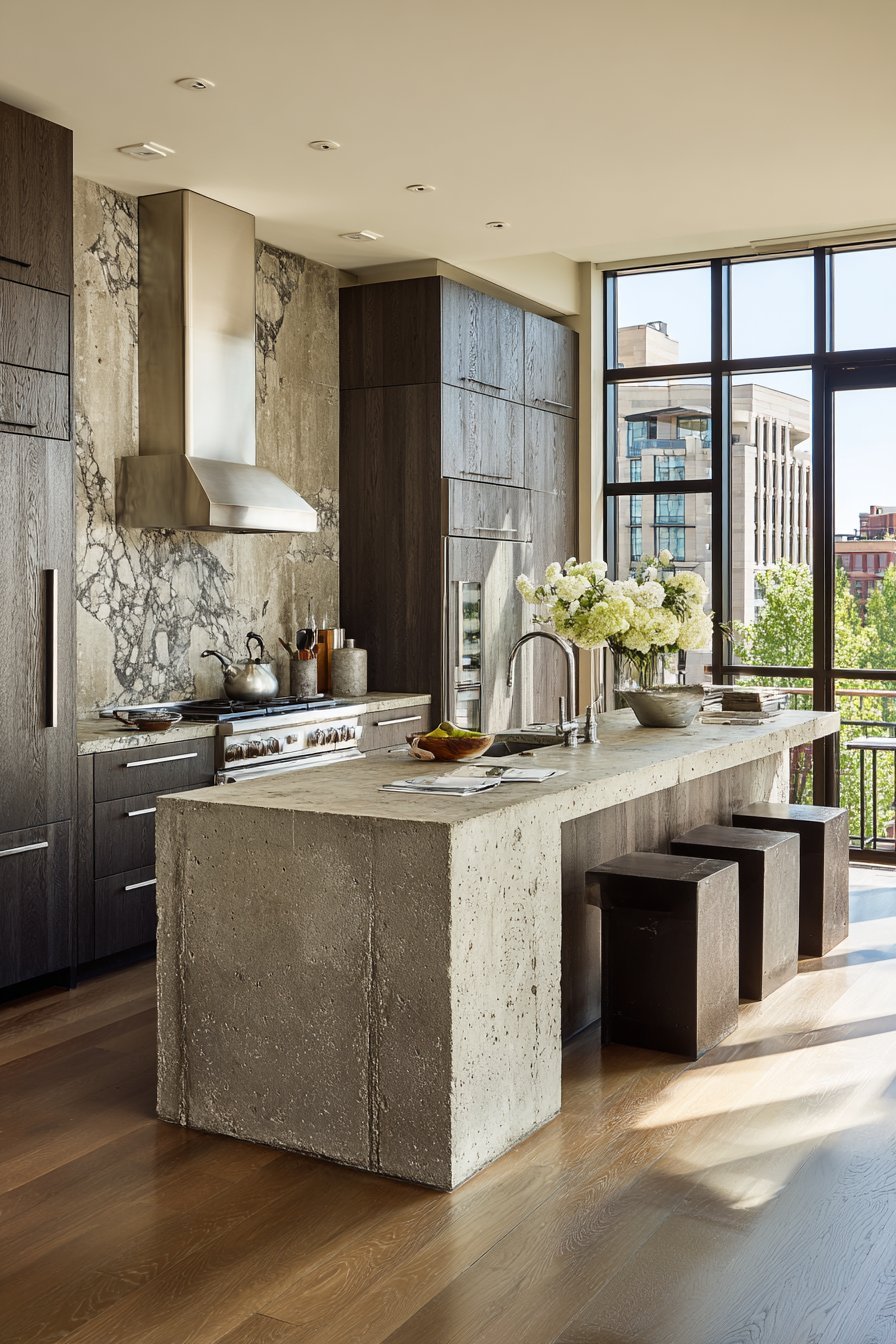 Industrial Grey Concrete Countertop Design