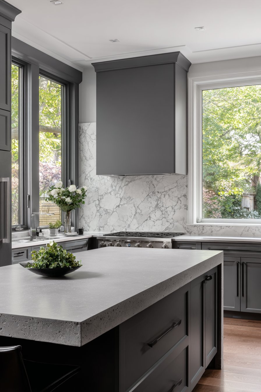 Industrial Grey Concrete Countertop Design