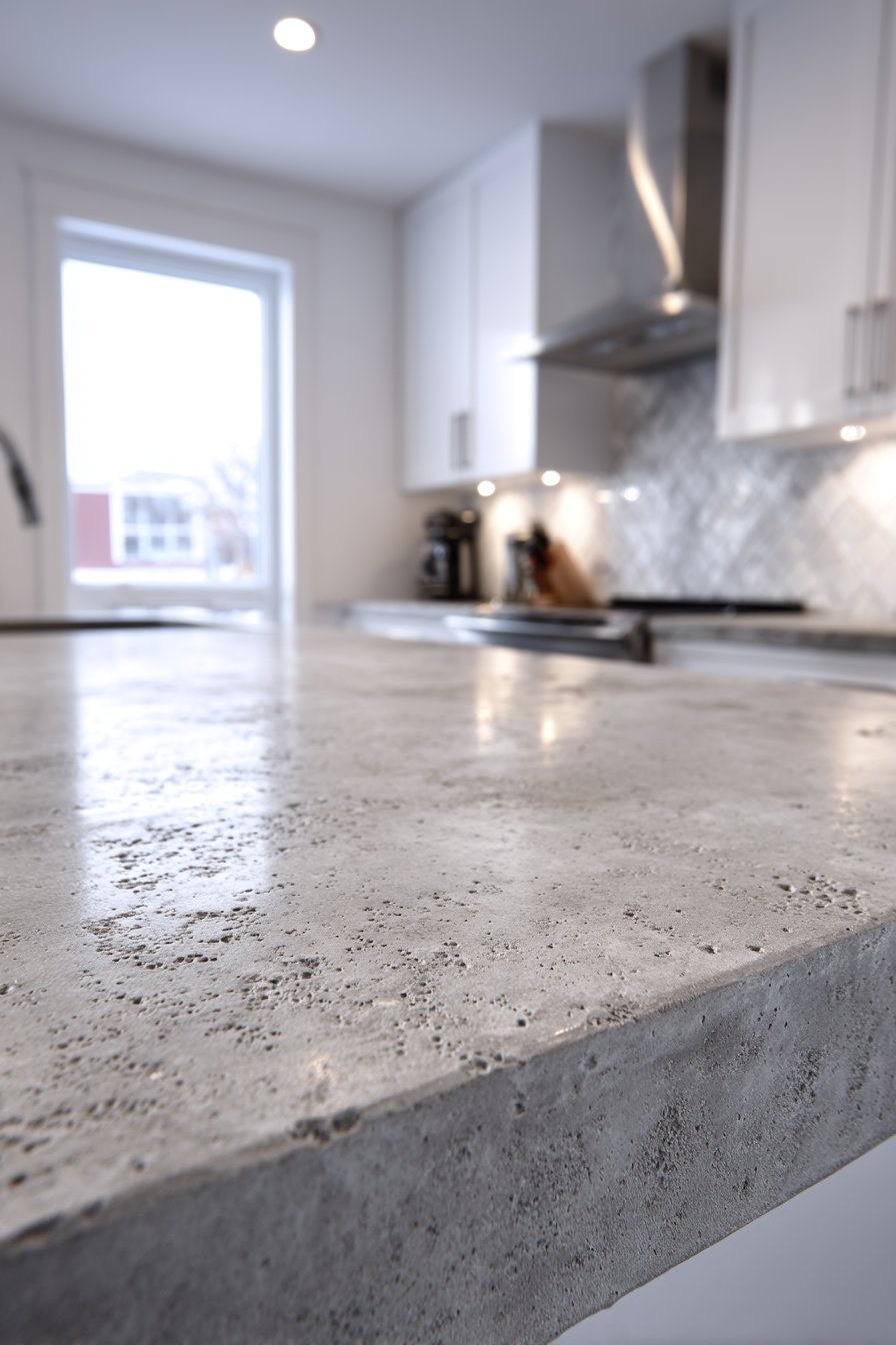 Industrial Grey Concrete Countertop Design     