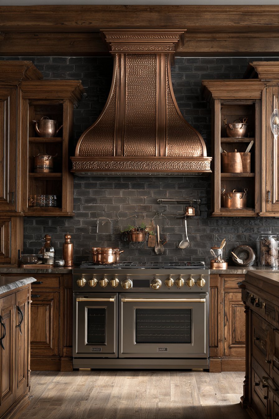 Professional Range With Custom Copper Hood