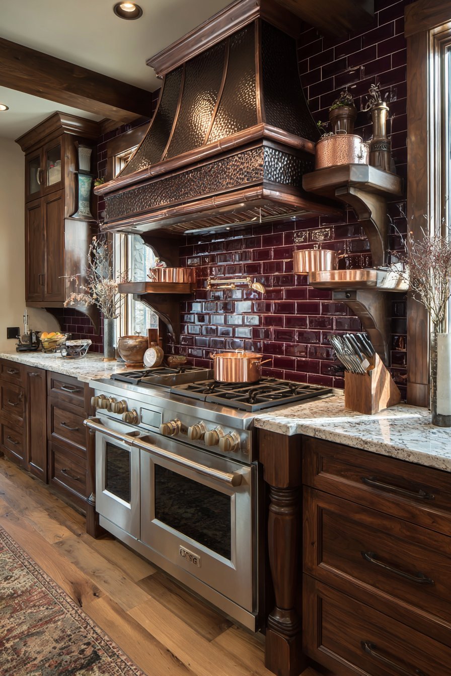 Professional Range With Custom Copper Hood