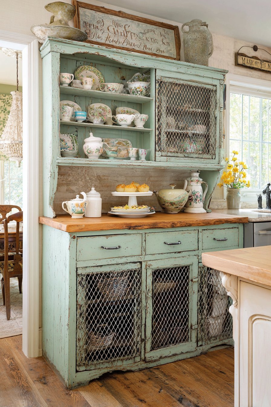 Vintage Hutch with Chicken Wire Doors
