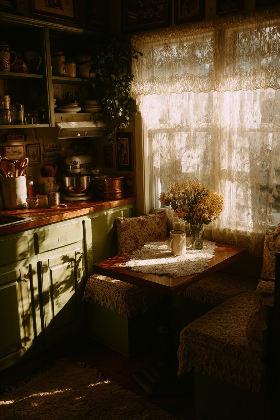 Sage Green Breakfast Nook Kitchen