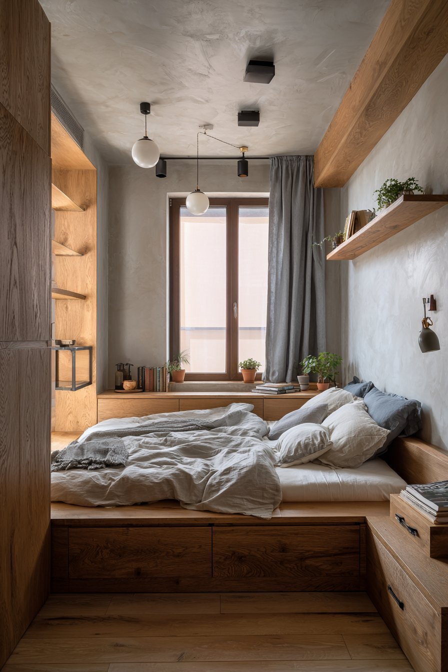  Integrated Platform with Built-In Nightstands