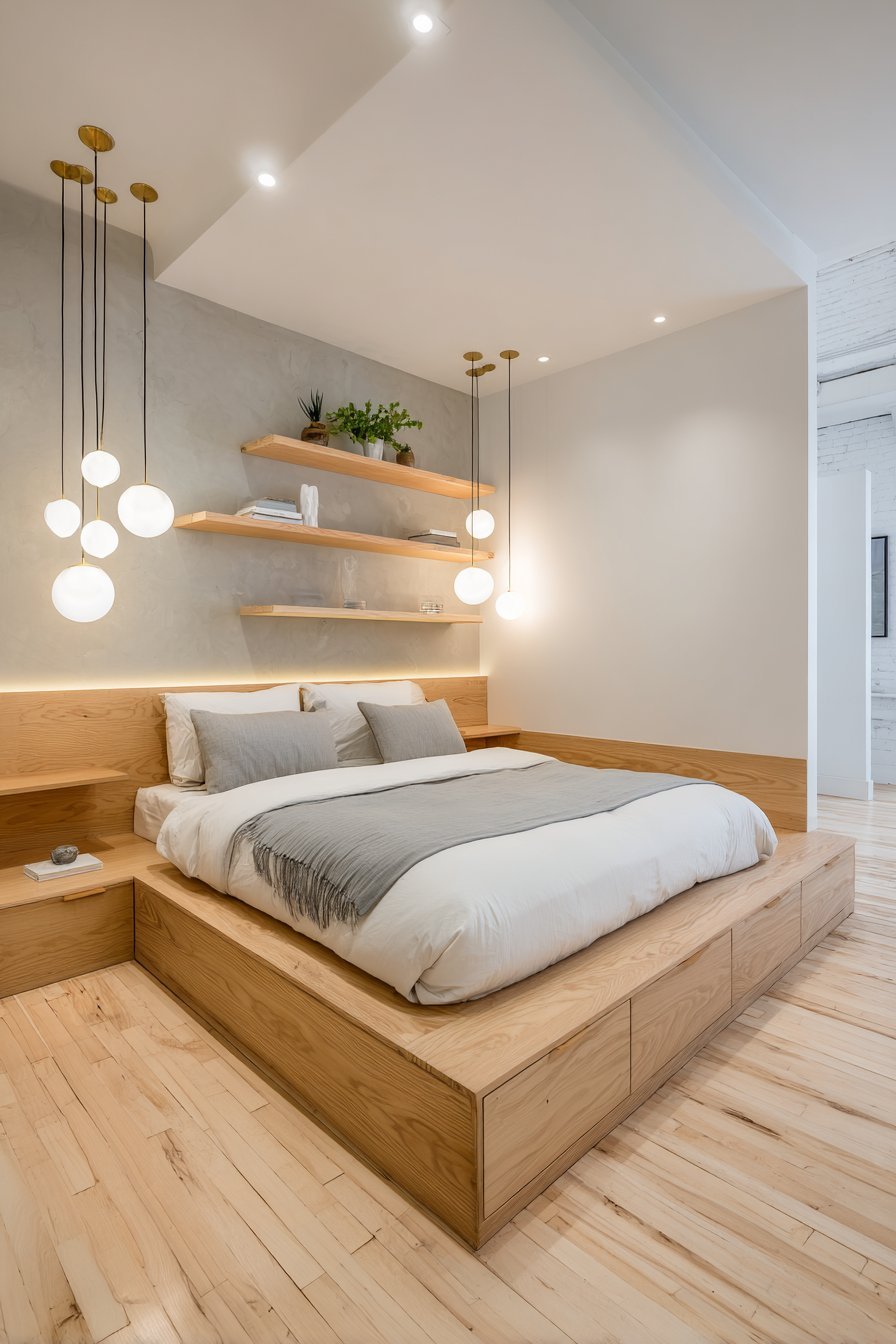  Integrated Platform with Built-In Nightstands