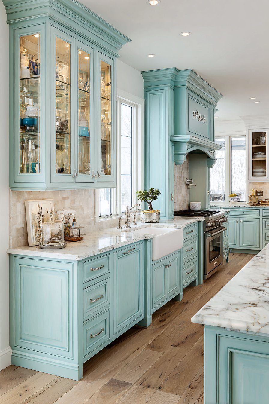 Elegant Seafoam Transitional Kitchen