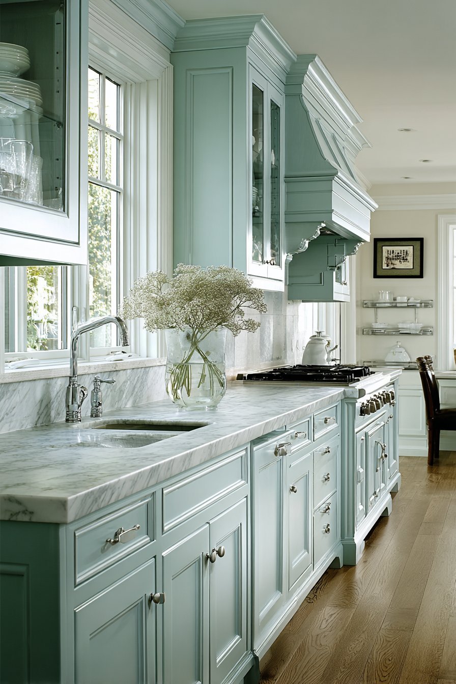 Elegant Seafoam Transitional Kitchen